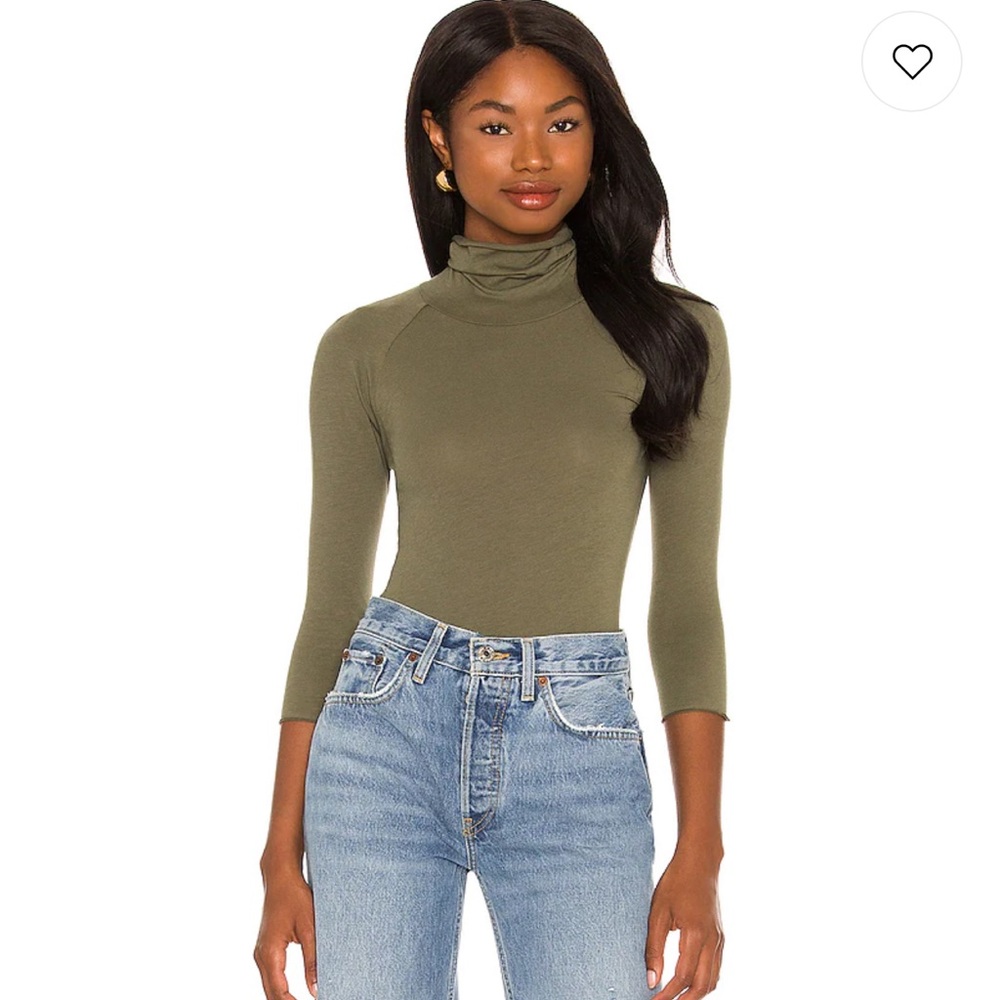 FREE PEOPLE olive green slim fit stretchy turtleneck